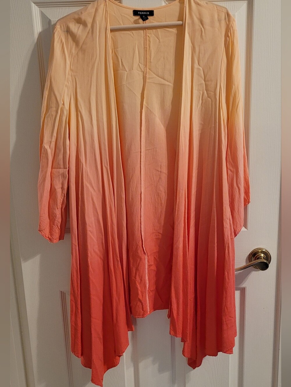 torrid Size 0 Peach to Coral Ombre Open-Front Kimono